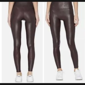 SPANX Faux Leather Leggings in Burgundy